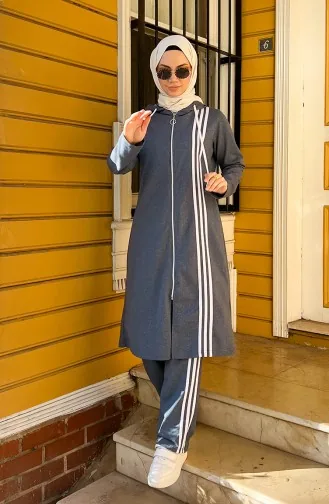 Hooded Tracksuit Set 3077-06 Light Navy Blue 3077-06