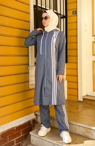 Hooded Tracksuit Set 3077-06 Light Navy Blue 3077-06