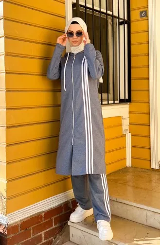 Hooded Tracksuit Set 3077-06 Light Navy Blue 3077-06
