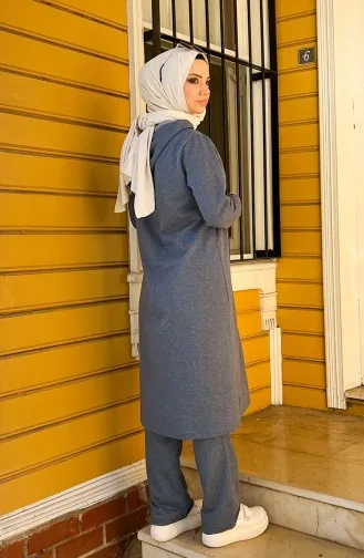 Hooded Tracksuit Set 3077-06 Light Navy Blue 3077-06