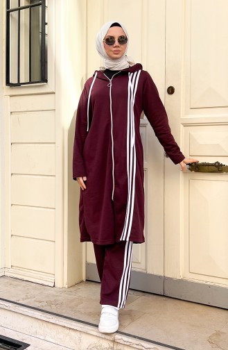 Hooded Tracksuit Set 3077-07 Plum 3077-07