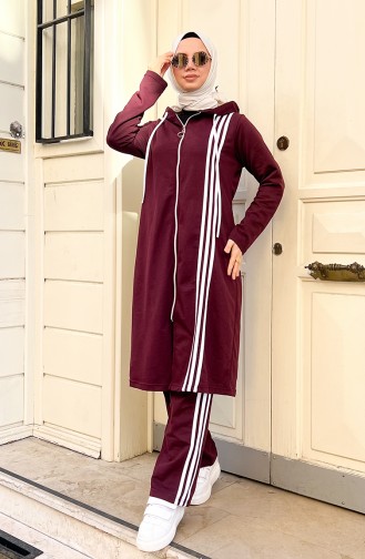 Hooded Tracksuit Set 3077-07 Plum 3077-07