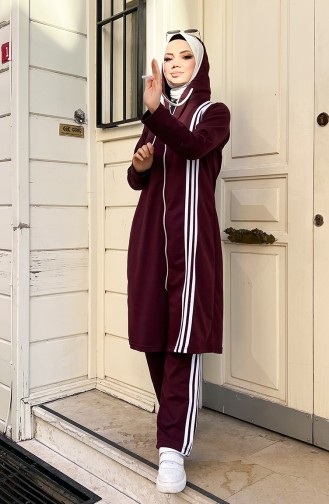 Hooded Tracksuit Set 3077-07 Plum 3077-07