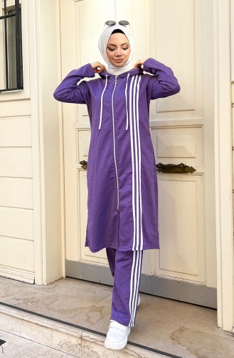 Kapuzen-Trainingsanzug 3077-08 Dunkellila 3077-08