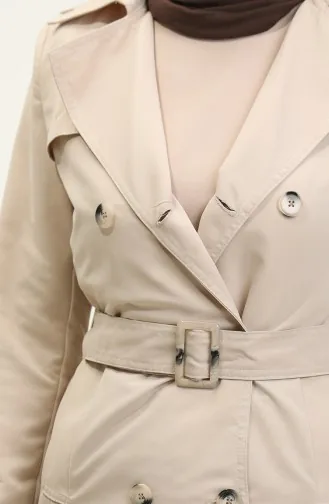 Jamila Summer Ungefütterter Gabardine-Stoff Kurzer Damen-Trenchcoat Beige 6506.BEJ