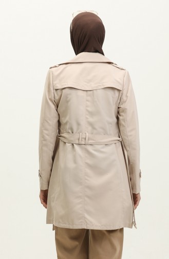 Jamila Summer Unlined Gabardine Fabric Short Women`s Trench Coat Beige 6506.BEJ