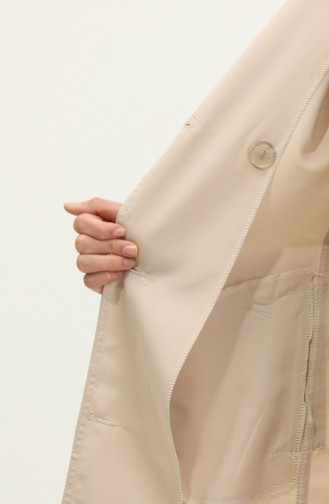 جميلة - معطف نسائي صيفي قصير من قماش الجبردين غير مُبطن باللون البيج 6506.BEJ