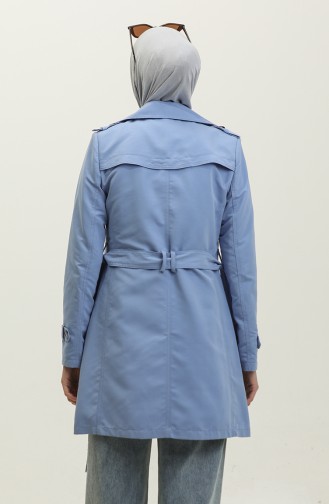 Jamila Summer Unlined Gabardine Fabric Short Women`s Trench Coat Cloud Blue 6506.Bulut Mavisi