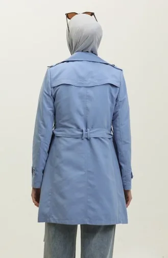 Jamila Été Non Doublé Gabardine Tissu Court Trench Femme Nuage Bleu 6506.Bulut Mavisi