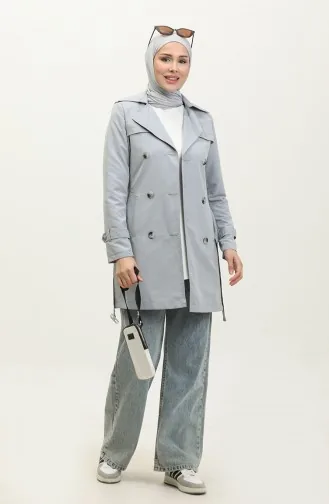 معطف نسائي صيفي قصير من قماش الجبردين غير مُبطن من جميلة، رمادي 6506.Gri