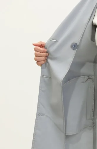 معطف نسائي صيفي قصير من قماش الجبردين غير مُبطن من جميلة، رمادي 6506.Gri