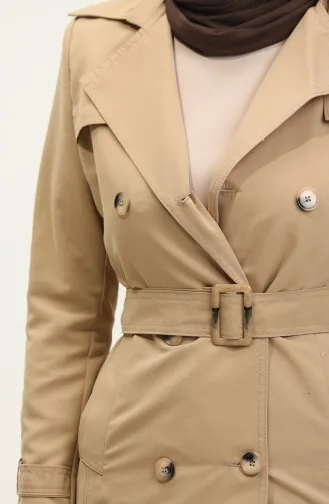 Jamila Summer Unlined Gabardine Fabric Short Women`s Trench Coat Camel 6506.Kamel