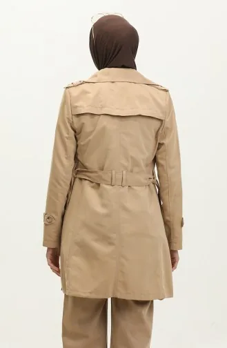 Jamila Summer Unlined Gabardine Fabric Short Women`s Trench Coat Camel 6506.Kamel