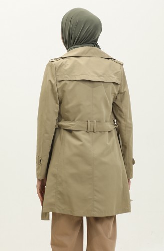 Jamila Summer Unlined Gabardine Fabric Short Women`s Trench Coat Olive 6506.Olive