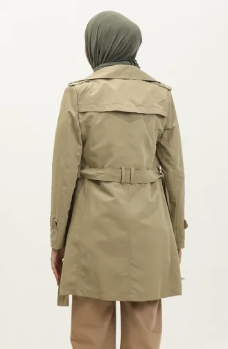 Jamila Été Non Doublé Gabardine Tissu Court Trench Femme Olive 6506.Olive