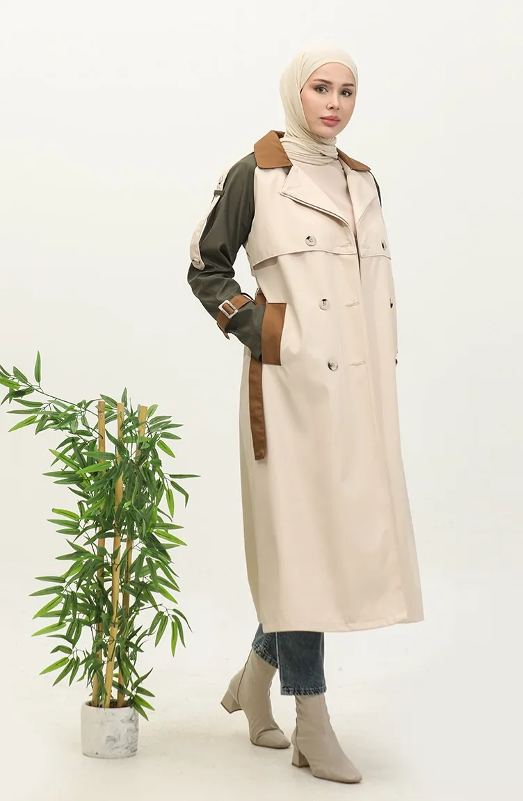 Trench-Coat Long Doublé Saisonnier Trois Couleurs Beige 6828.BEJ