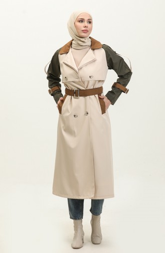 Trench-Coat Long Doublé Saisonnier Trois Couleurs Beige 6828.BEJ