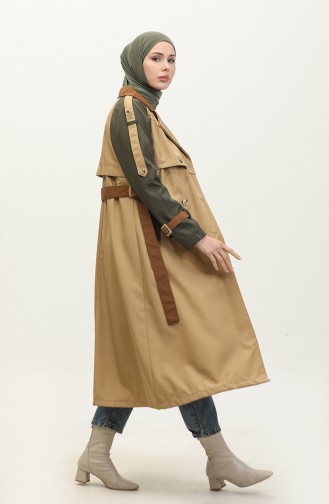 Three Color Long Seasonal Lined Trench Coat Camel 6828.Kamel