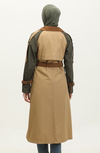 Three Color Long Seasonal Lined Trench Coat Camel 6828.Kamel