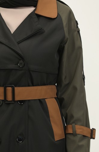 Trench Long Tricolore Doublé De Saison Noir 6828.SİYAH