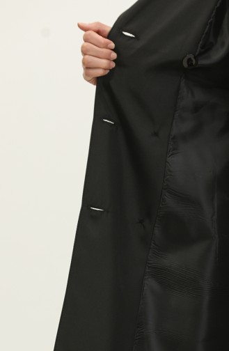 Tri-Colored Long Seasonal Lined Trench Coat Black 6828.SİYAH