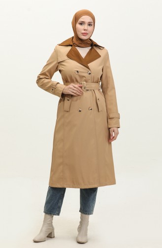 1 Quality Bondit Fabric Double Color Lined Seasonal Women`s Trench Coat Camel 6864.Kamel