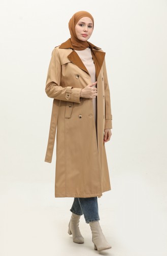 1 Quality Bondit Fabric Double Color Lined Seasonal Women`s Trench Coat Camel 6864.Kamel