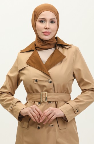 1 Qualité Bondit Tissu Double Couleur Doublé Saisonnier Trench Femme Camel 6864.Kamel