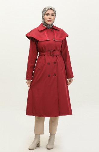 Jamila Trench Femme Doublé Cape Rouge Claret 6907.Bordo