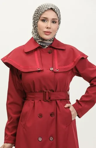 Jamila Trench Femme Doublé Cape Rouge Claret 6907.Bordo