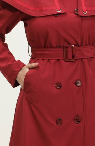 Jamila Cape Gefütterter Damen-Trenchcoat In Weinrot 6907.Bordo