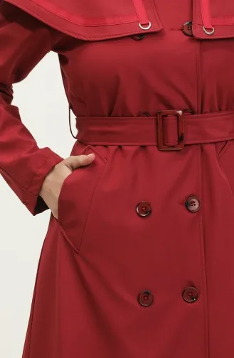 Jamila Trench Femme Doublé Cape Rouge Claret 6907.Bordo