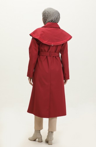 Jamila Cape Gefütterter Damen-Trenchcoat In Weinrot 6907.Bordo