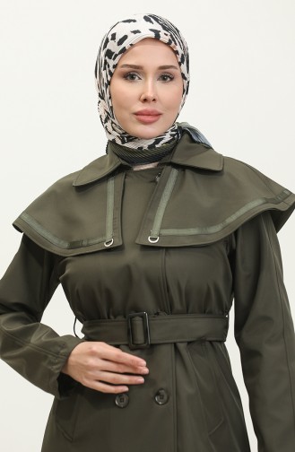 Jamila Cape Lined Women`s Trench Coat Khaki 6907.HAKİ