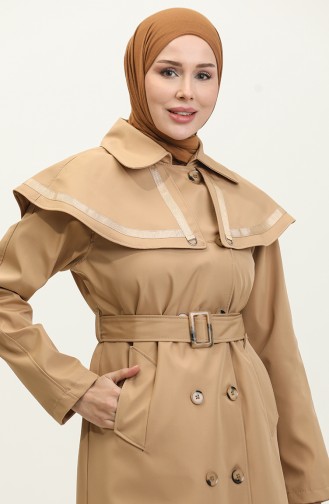 Jamila Cape Gefütterter Damen-Trenchcoat Kamel 6907.kamel