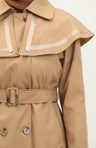 Jamila Cape Gefütterter Damen-Trenchcoat Kamel 6907.kamel