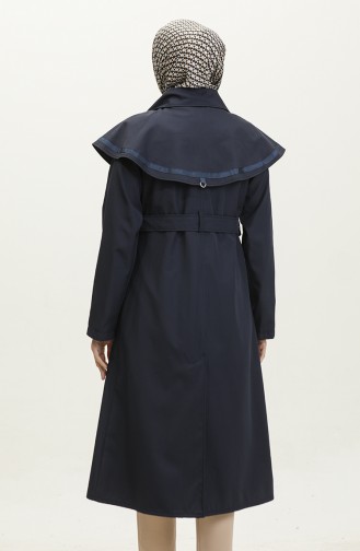 Jamila Cape Lined Women`s Trench Coat Navy Blue 6907.Lacivert