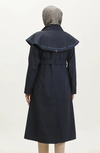 Jamila Cape Gefütterter Damen-Trenchcoat Marineblau 6907.Lacivert