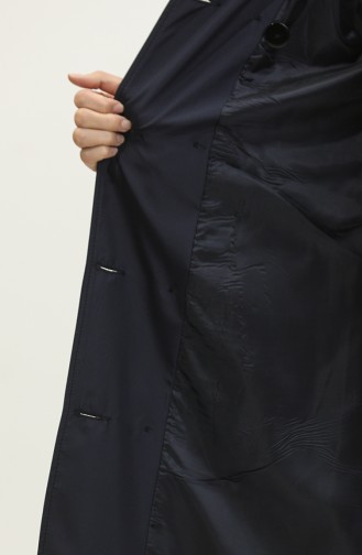 Jamila Cape Gefütterter Damen-Trenchcoat Marineblau 6907.Lacivert