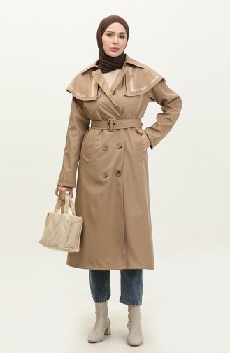Jamila Cape Doublée Trench Femme Vison 6907.Vizon
