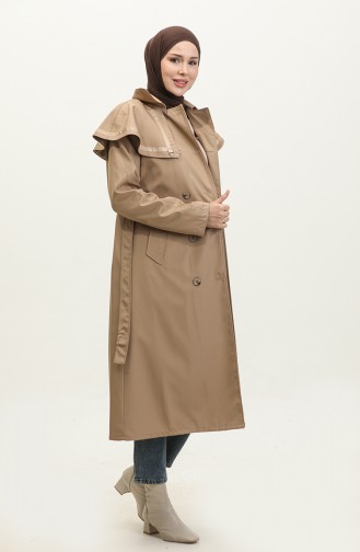 Jamila Cape Gevoerde Damestrenchcoat Mink 6907.Vizon