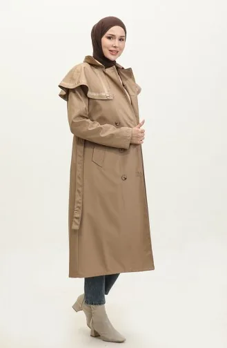 Jamila Cape Doublée Trench Femme Vison 6907.Vizon