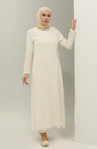 Şile Tuch Bestickt Abaya 0096-05 Creme 0096-05