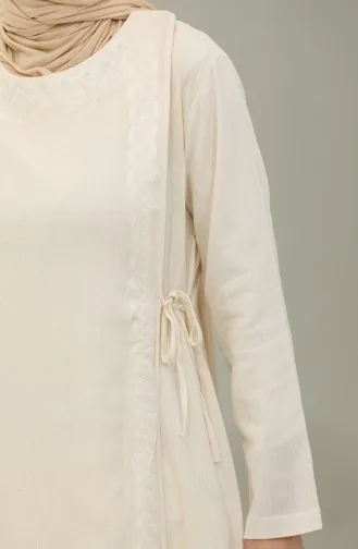 Şile Tuch Bestickt Abaya 0096-05 Creme 0096-05