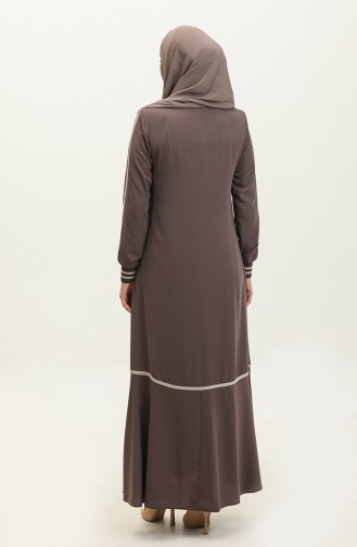 Zippered Abaya 5043-07 Milk Coffee 5043-07