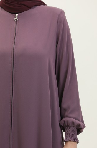 Abaya Avec Manches Elastiques 5049-07 Rose Poudré 5049-07