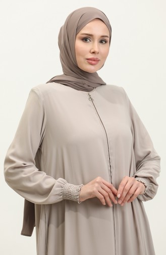 Abaya Met Elastische Mouwen 5049-08 Mink 5049-08