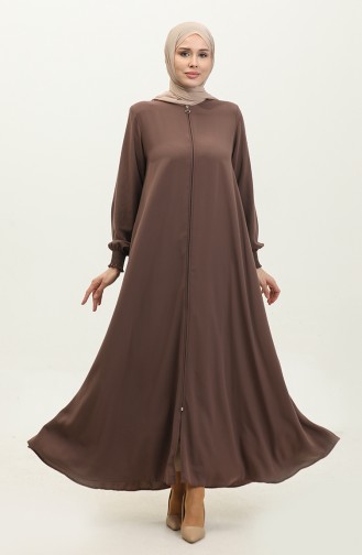 Abaya Mit Elastischen Ärmeln 5049-09 Milchkaffee 5049-09