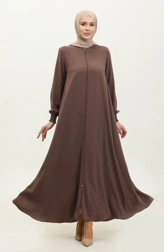 Abaya Mit Elastischen Ärmeln 5049-09 Milchkaffee 5049-09