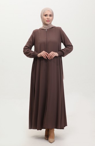 Abaya Mit Elastischen Ärmeln 5049-09 Milchkaffee 5049-09